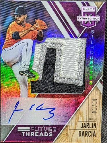 ð JARLIN GARCIA 2017 Panini Elite Extra RC DUAL AUTO JUMBO PATCH #1/10 Marlins