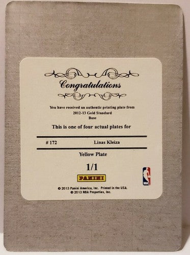 LINAS KLEIZA 2012-13 Panini Gold Standard PRINTING PLATE SP #1/1 Toronto Raptors