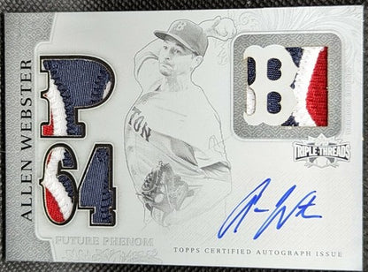 ALLEN WEBSTER 2014 Triple Threads AUTO LOGO PATCH PRINTING PLATE SP #1/1 Red Sox