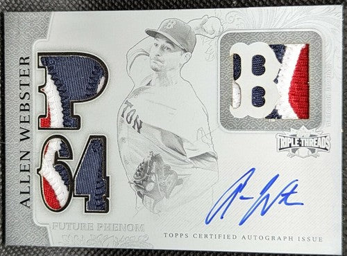 ALLEN WEBSTER 2014 Triple Threads AUTO LOGO PATCH PRINTING PLATE SP #1/1 Red Sox