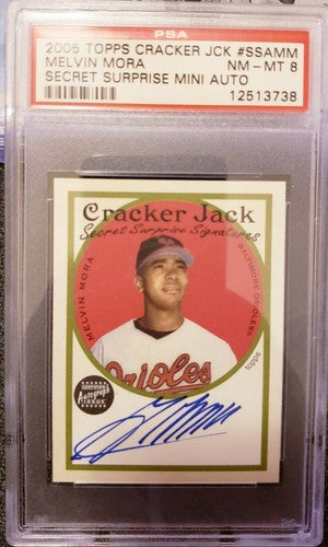 MELVIN MORA 2005 Topps Cracker Jack Secret Surprise Mini AUTO PSA Graded Orioles