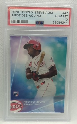 ARISTIDES AQUINO 2020 Topps X Steve Aoki Rookie Graded PSA 10 GEM Mint #47 Reds