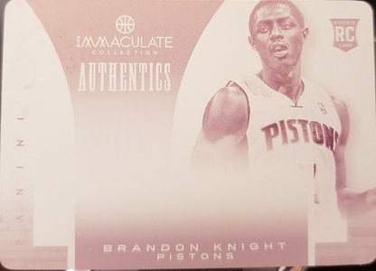 BRANDON KNIGHT 2012-13 Immaculate Authentics PRINTING PLATE SP #1/1 of 1 Pistons