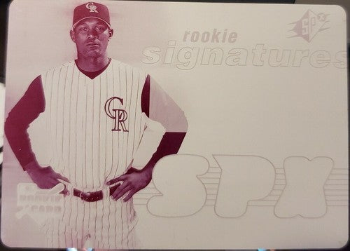 JUAN MORILLO 2007 SPx Rookie Signatures Magenta PRINTING PLATE #1/1 of 1 Rockies
