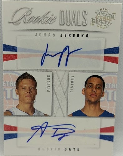 Jonas JEREBKO Austin DAYE 2009-10 Panini Season Update RC DUAL AUTO #/99 Pistons