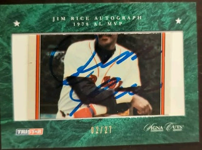 JIM RICE 2008 TriStar SignaCuts Buyback 1982 Fleer AUTO GREEN /27 Boston Red Sox