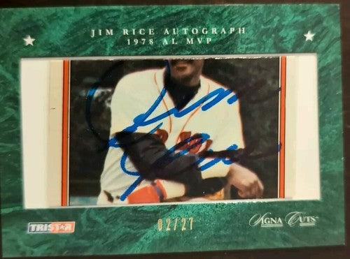 JIM RICE 2008 TriStar SignaCuts Buyback 1982 Fleer AUTO GREEN /27 Boston Red Sox
