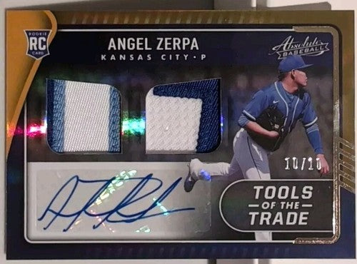ANGEL ZERPA 2022 Panini Absolute ToTT AUTO DUAL Jersey PATCH Gold #10/10 Royals