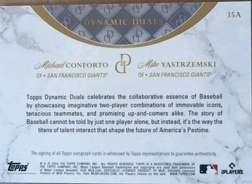 Mike YASTRZEMSKI Michael CONFORTO 2024 Topps Dynamic DUAL AUTO BLUE #/25 Giants