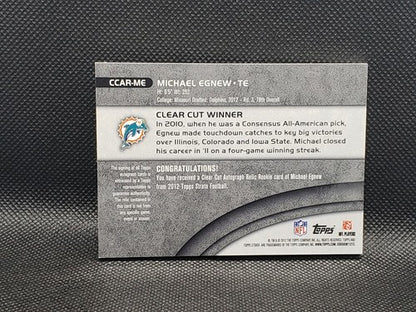 MICHAEL EGNEW 2012 Topps Strata Clear Cut DUAL AUTO Jumbo Jersey Relic Dolphins