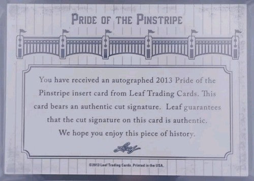 EDDIE WELLS 2013 Leaf Pride Of The Pinstripe CUT AUTO Masterpiece SP 1/1 Yankees