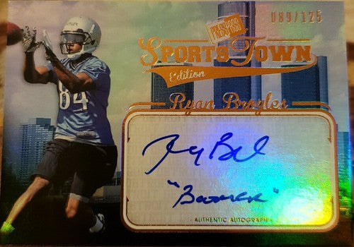 RYAN BROYLES 2012 Press Pass Rookie Nickname AUTO Autograph #/125 Detroit Lions