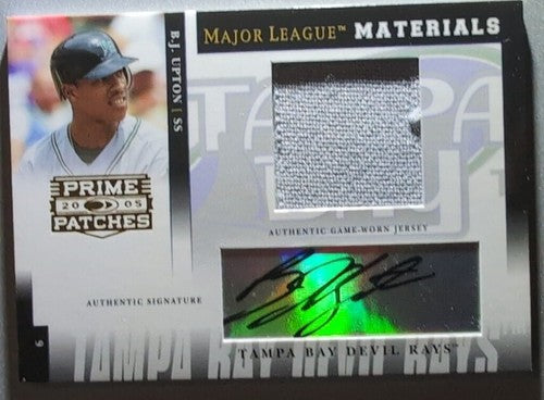 B. J. UPTON 2005 Prime Patches DUAL AUTO JUMBO JERSEY #/119 Devil Rays Melvin BJ