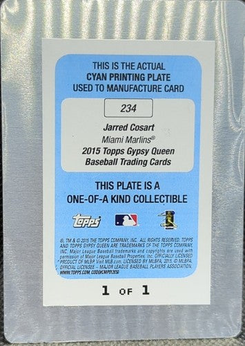 JARRED COSART 2015 Topps Gypsy Queen PRINTING PLATE SP 1/1 Padres Marlins One of