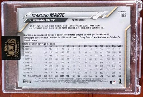 STARLING MARTE 2021 Topps Archives Signature Series 2020 AUTO #/67 Pirates Mets