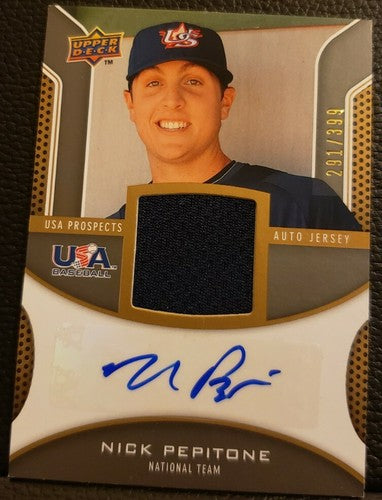 NICK PEPITONE 2009 Signature Stars Team USA DUAL AUTO Game Used JERSEY SP #/399