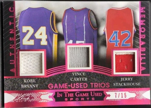 Kobe BRYANT Vince CARTER STACKHOUSE 2024 In The Game Used TRIPLE Jersey PATCH SP