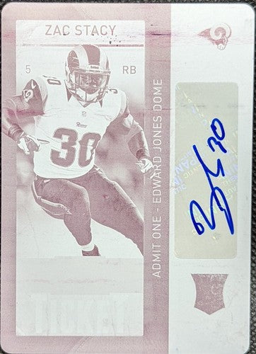ZAC STACY 2013 Panini Contenders RC Variation AUTO PRINTING PLATE SP 1/1 Rams of