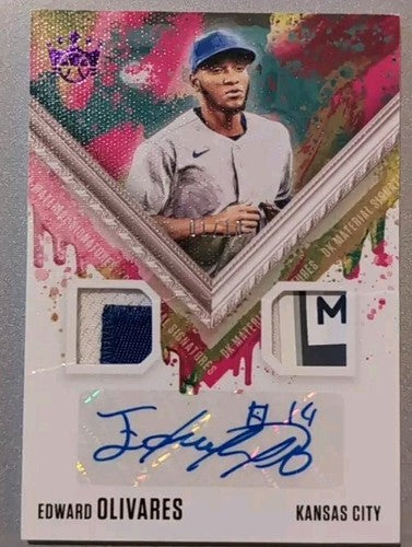EDWARD OLIVARES 2021 Panini Diamond Kings AUTO Jersey LAUNDRY TAG LOGO PATCH /10