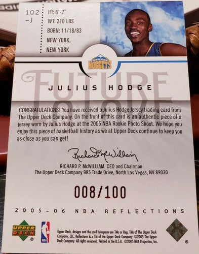 JULIUS HODGE 2005-06 Upper Deck NBA Future Reflections JERSEY Red #/100 Nuggets