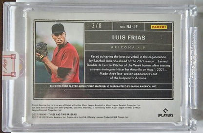 LUIS FRIAS 2022 Panini Three And Two RC JUMBO JERSEY LOGO PATCH RED #3/8 D-Backs