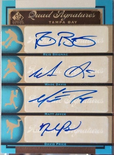 David PRICE Matt JOYCE Wade DAVIS Reid BRIGNAC 2012 SP Signature QUAD AUTO Rays