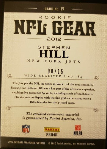 STEPHEN HILL 2012 National Treasures QUAD Jersey Laundry Tag Logo Patch SP #8/15