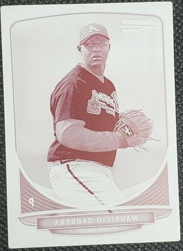 MAURICIO CABRERA 2013 Topps Bowman Chrome Mini RC PRINTING PLATE SP #1/1 Braves