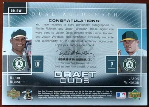 Richie ROBNETT Jason WINDSOR 2004 SP Prospects DUAL RC AUTO #/175 A's Athletics