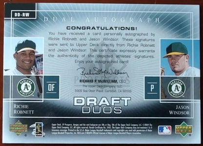 Richie ROBNETT Jason WINDSOR 2004 SP Prospects DUAL RC AUTO #/175 A's Athletics