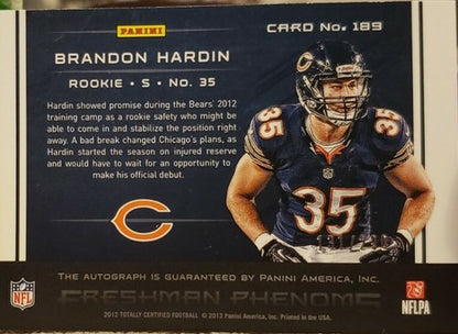 BRANDON HARDIN 2012 Panini Totally Certified Rookie AUTO SP #/290 Chicago Bears