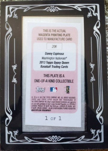 DANNY ESPINOSA 2013 Gypsy Queen Framed Mini PRINTING PLATE SP 1/1 of 1 Nationals