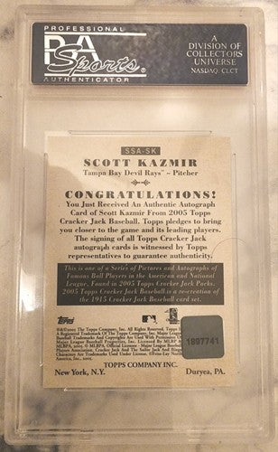 SCOTT KAZMIR 2005 Topps Cracker Jack MINI AUTO Graded PSA 8 Near Mint Devil Rays