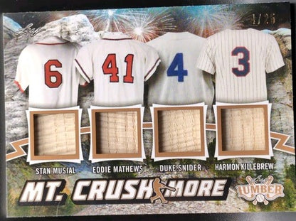 Stan MUSIAL Harmon KILLEBREW 2021 Lumber QUAD BAT PATCH Duke SNIDER Jersey #4/25