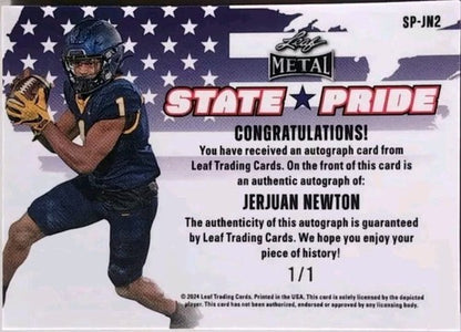 JERJUAN NEWTON 2024 Leaf Metal AUTO BLUE SKY WAVE PRIZM SP #1/1 Toledo Rockets