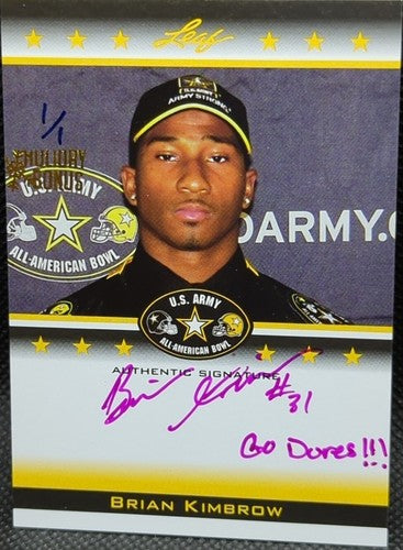BRIAN KIMBROW 2012 Leaf U.S. Army RC RED INK AUTO SP Inscription #1/1 Commodores