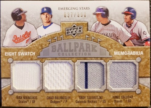 Troy TULOWITZKI Adam JONES HALL ESCOBAR Nick MARKAKIS 2009 UD Ballpark Jersey
