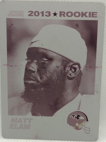 MATT ELAM 2013 Panini Score Rookie RC PRINTING PLATE #1/1 Ravens Florida One of