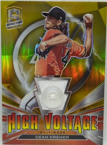 DEAN KREMER 2021 Panini Spectra Worn Used Jersey BUTTON GOLD PRIZM #5/10 Orioles