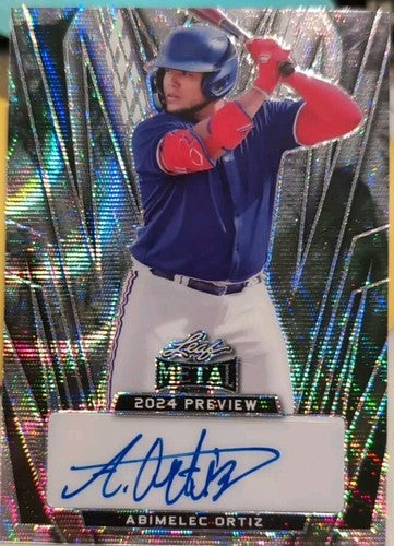 ABIMELEC ORTIZ 2024 Leaf Metal Preview RC AUTO EARTH WAVE SP #1/1 Texas Rangers
