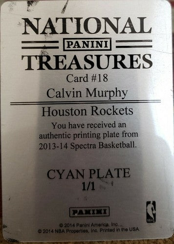 CALVIN MURPHY 2013-14 Panini Spectra Threads PRINTING PLATE SP #1/1 of Rockets