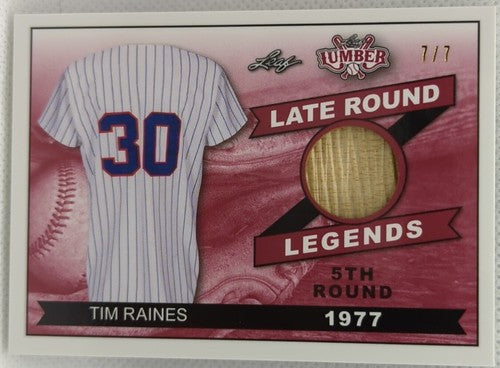 â¾ TIM RAINES 2021 Leaf Lumber Game Used BAT PATCH SP 7/7 Expos White Sox Yankees