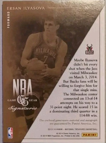 ERSAN ILYASOVA 2013-14 Panini National Treasures DUAL AUTO JERSEY SP #/75 Bucks
