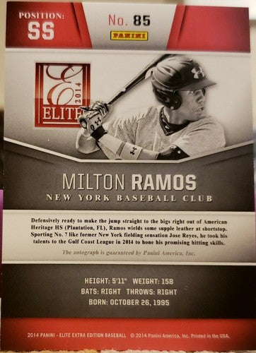 MILTON RAMOS 2014 Panini Elite Extra Edition Rookie AUTO Autograph SP #/599 Mets