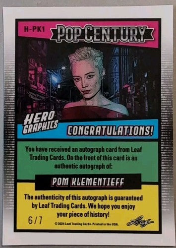 POM KLEMENTIEFF 2024 Leaf Pop Century Herographics AUTO PINK SP #/7 GOTG Mantis