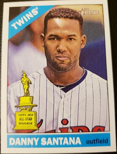 DANNY SANTANA 2015 Topps Heritage SP Gum Stain Back Variation All Star RC Twins