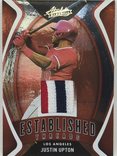 JUSTIN UPTON 2022 Panini Absolute Jersey Relic PATCH SP #/49 Angels Diamondbacks