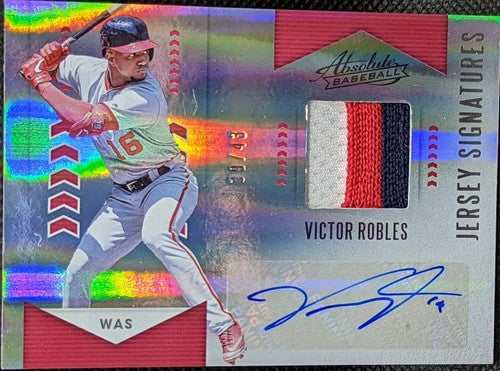 VICTOR ROBLES 2020 Panini Absolute DUAL AUTO Jersey PATCH Silver #/43 Nationals