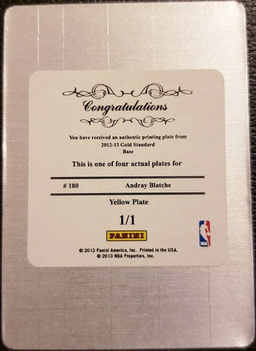 ANDRAY BLATCHE 2012-13 Panini Gold Standard PRINTING PLATE SP #1/1 Nets Wizards