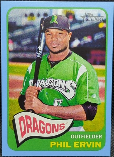 PHIL ERVIN 2014 Topps Heritage Minor League RC Blue SP #1/1 Reds Mariners One of